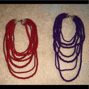 Purple and Red Multi Bead Necklaces